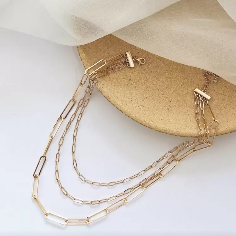 3 layered Gold Chain Necklace